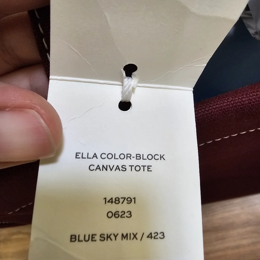 NEW TORY BURCH ELLA COLOR-BLOCK CANVAS TOTE - Picture 13 of 17